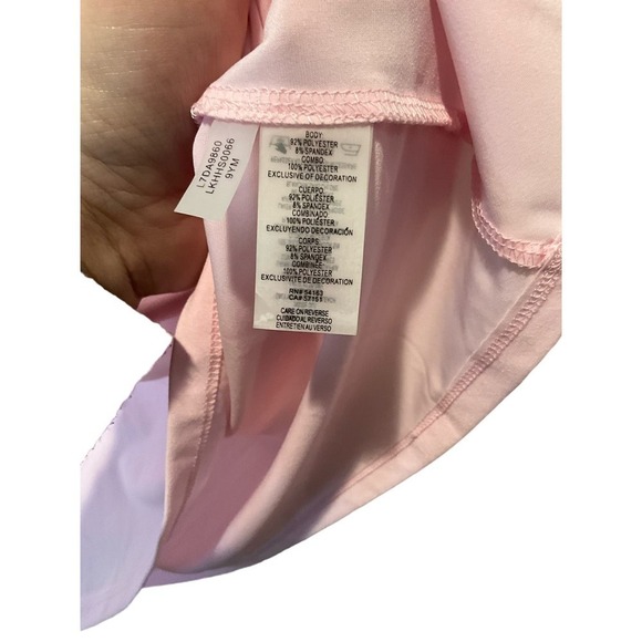 Karl Lagerfeld Blouse Lace Top Women's L Pink Sleeveless Spread Collar Polyester - Picture 5 of 5